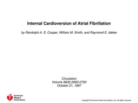 Internal Cardioversion of Atrial Fibrillation