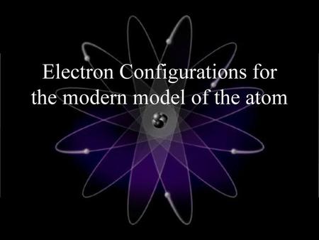 Electron Configurations for the modern model of the atom