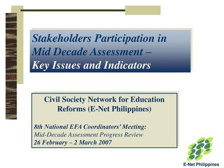 Civil Society Network for Education Reforms (E-Net Philippines)