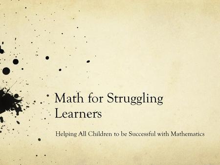 Math for Struggling Learners