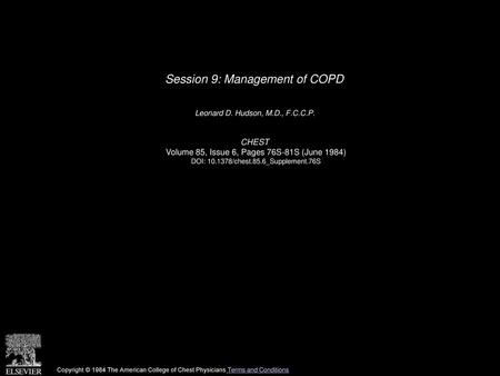 Session 9: Management of COPD