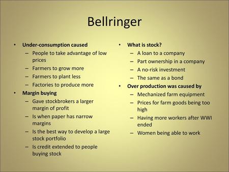 Bellringer Under-consumption caused