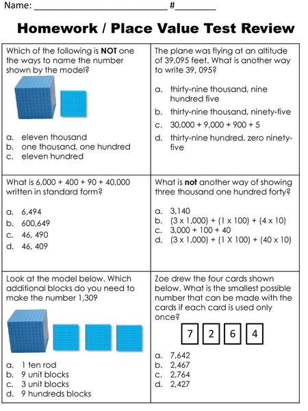 Homework / Place Value Test Review