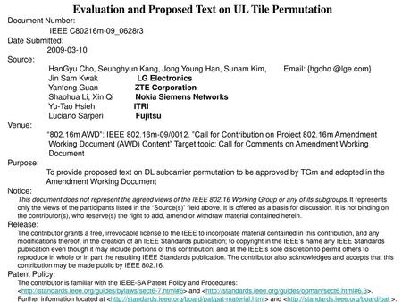 Evaluation and Proposed Text on UL Tile Permutation