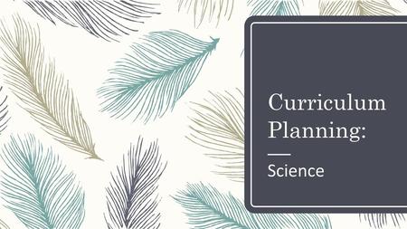 Curriculum Planning: Science.