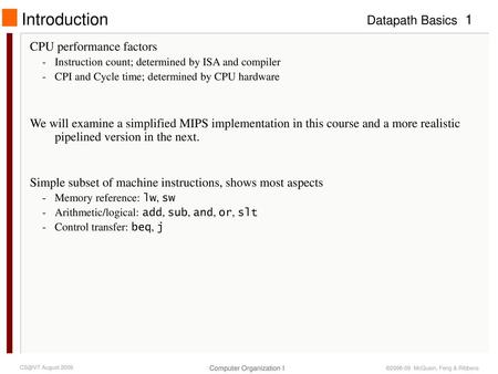 Introduction CPU performance factors