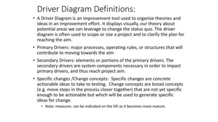 Driver Diagram Definitions: