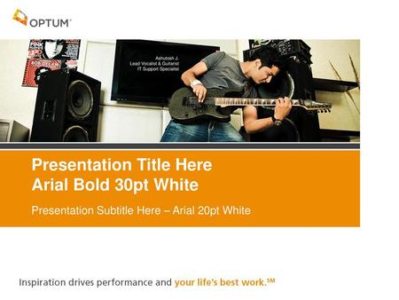 Presentation Title Here Arial Bold 30pt White