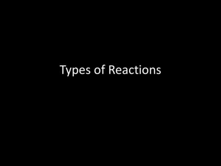 Types of Reactions.