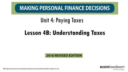 Lesson 4B: Understanding Taxes