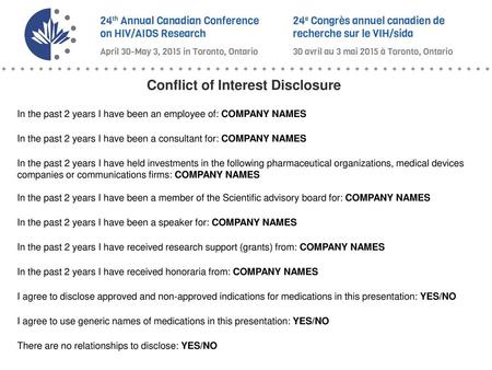 Conflict of Interest Disclosure