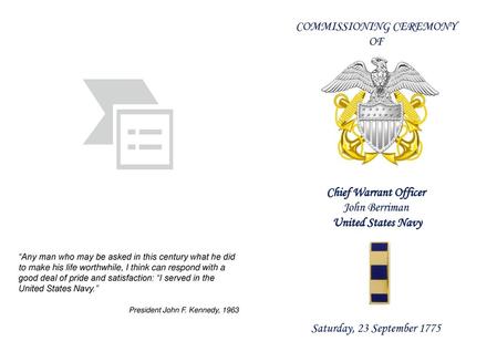 COMMISSIONING CEREMONY