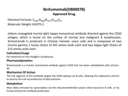 Ibritumomab(DB00078) Approved Drug