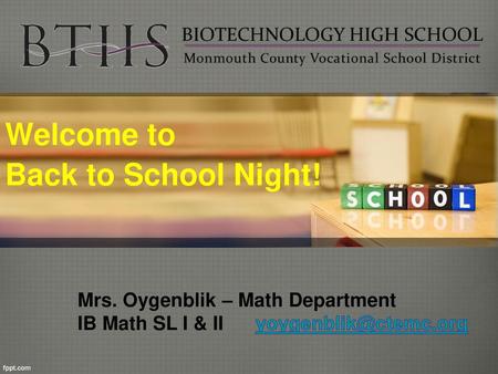 Welcome to Back to School Night!