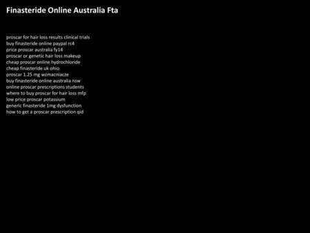 Finasteride Online Australia Fta