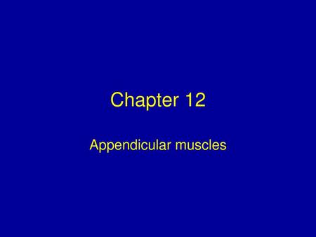 Chapter 12 Appendicular muscles.