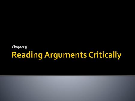 Reading Arguments Critically