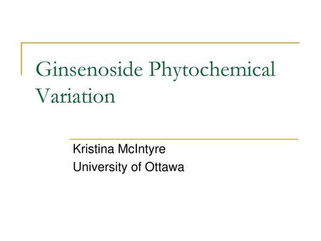 Ginsenoside Phytochemical Variation