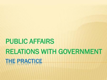 PUBLIC AFFAIRS RELATIONS WITH GOVERNMENT