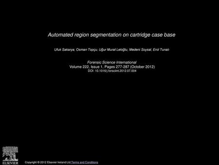 Automated region segmentation on cartridge case base