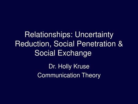 Dr. Holly Kruse Communication Theory