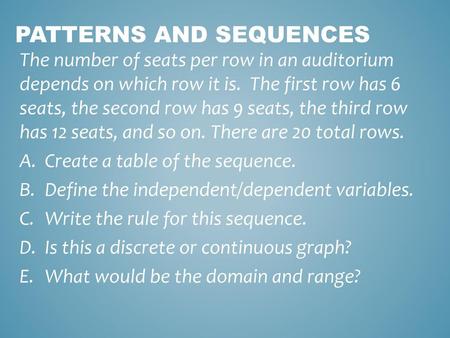 Patterns and Sequences