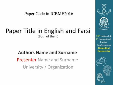 Paper Title in English and Farsi (Both of them)