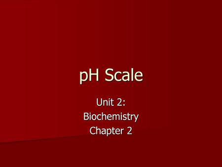 Unit 2: Biochemistry Chapter 2