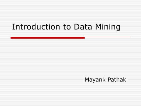 Introduction to Data Mining