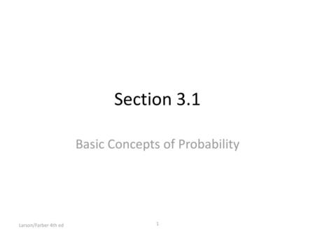 Basic Concepts of Probability