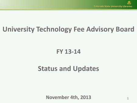 University Technology Fee Advisory Board Status and Updates