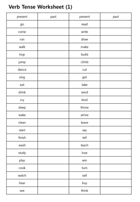 Verb Tense Worksheet (1)