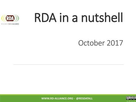 RDA in a nutshell October 2017