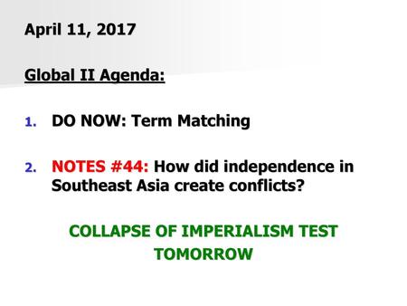 COLLAPSE OF IMPERIALISM TEST