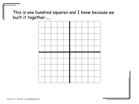 This is one hundred squares and I know because we built it together.....  