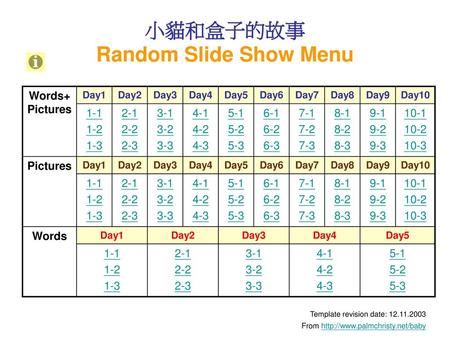 小貓和盒子的故事 Random Slide Show Menu