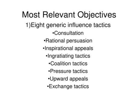 Most Relevant Objectives