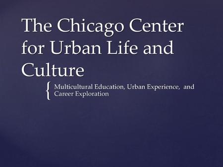 The Chicago Center for Urban Life and Culture