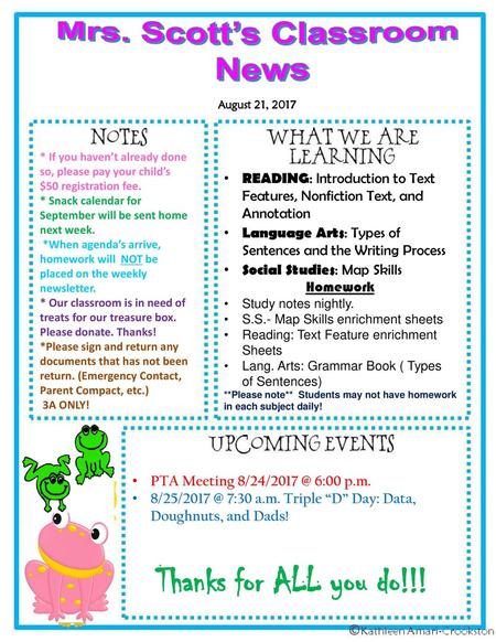 Mrs. Scott’s Classroom News