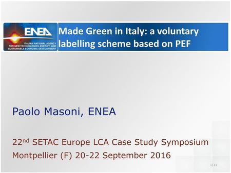 Made Green in Italy: a voluntary labelling scheme based on PEF