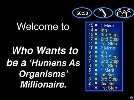 Welcome to Who Wants to be a ‘Humans As Organisms’ Millionaire.