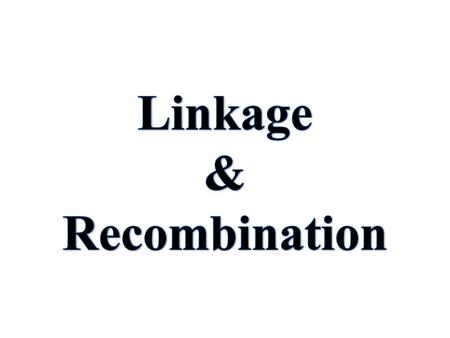 Linkage & Recombination.