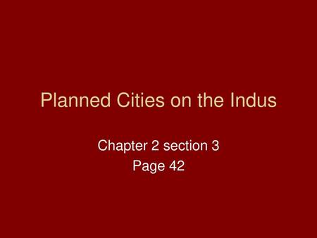 Planned Cities on the Indus