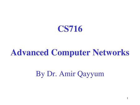 Advanced Computer Networks