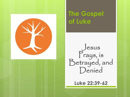 Jesus Prays, is Betrayed, and Denied Luke 22:39-62