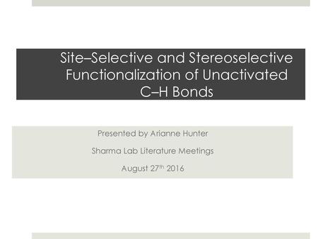 Presented by Arianne Hunter Sharma Lab Literature Meetings