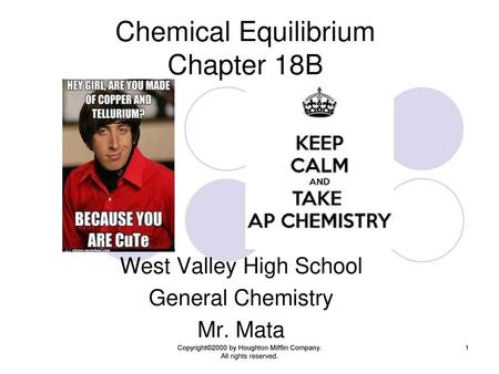 Chemical Equilibrium Chapter 18B