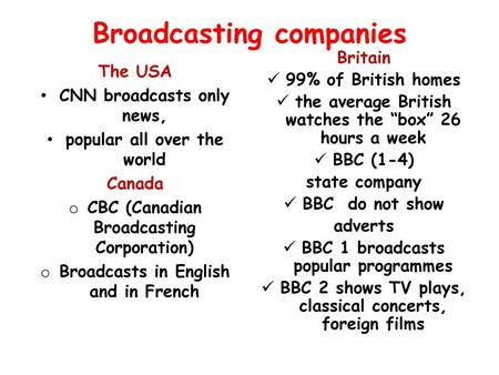 Broadcasting companies