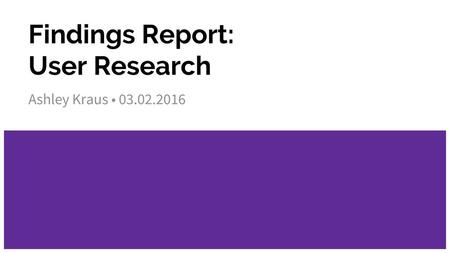 Findings Report: User Research