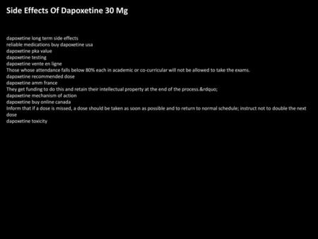 Side Effects Of Dapoxetine 30 Mg